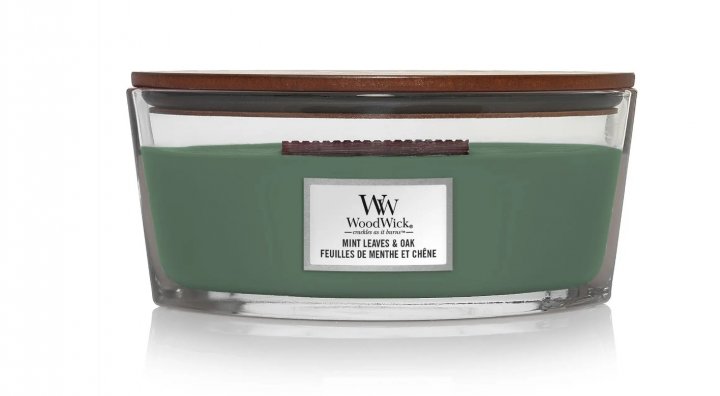 Ароматична свічка з нотами м'яти та дуба Woodwick Ellipse Mint leaves & Oak 453 г